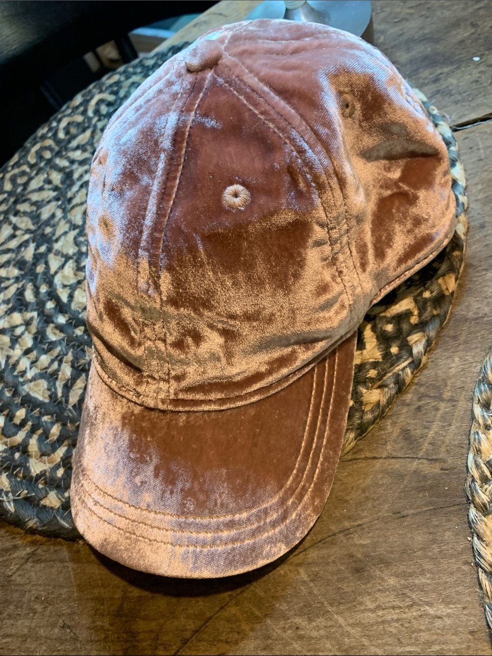 NWOT Madewell Velvet Baseball Cap - Blush Pink